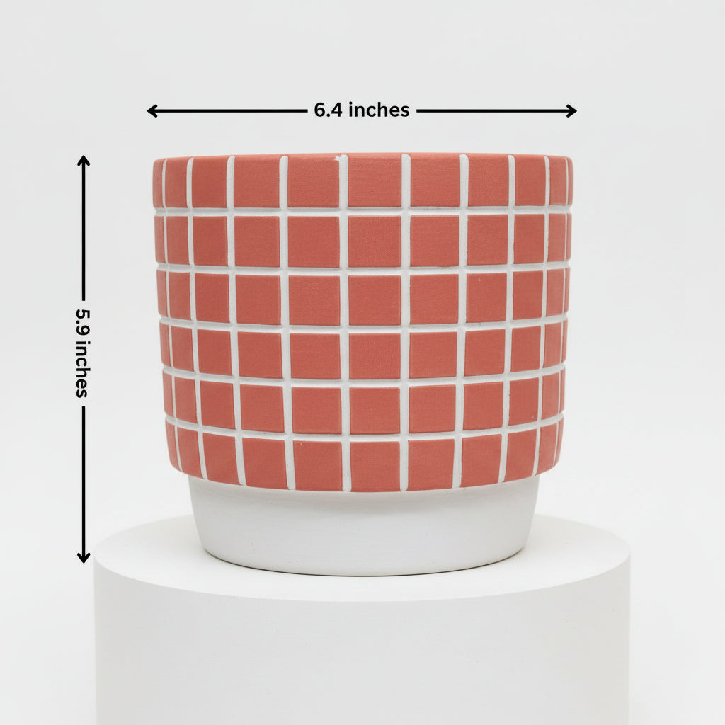 GRID CERAMIC PLANTER