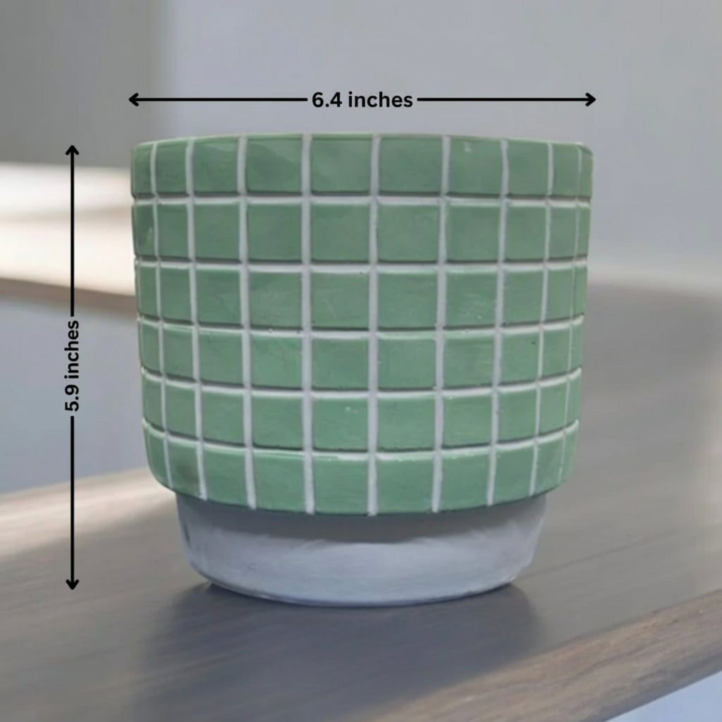GRID CERAMIC PLANTER