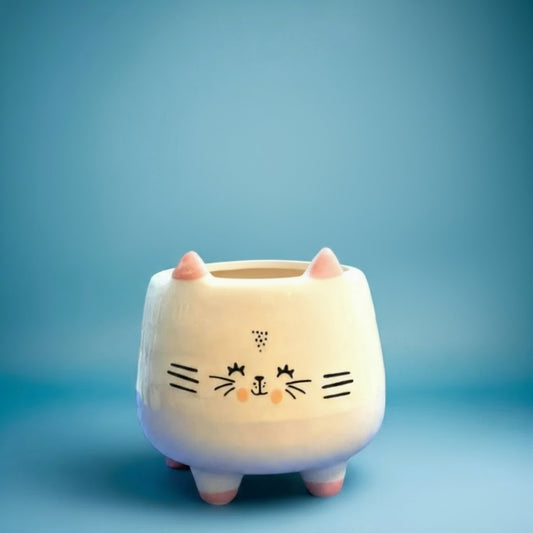 SMILEY CAT FACE CERAMIC Planter
