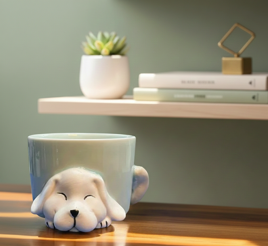 SLEEPING PUPPY SHAPE CERAMIC PLANTER