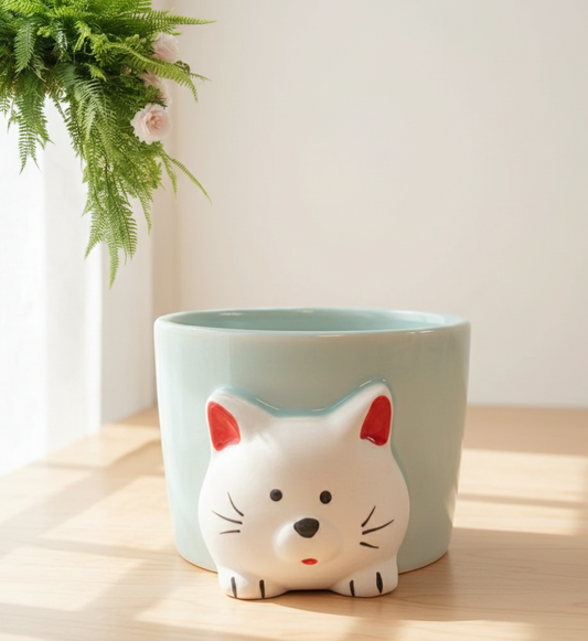 KITTEN MUG SHAPE CERAMIC PLANTER