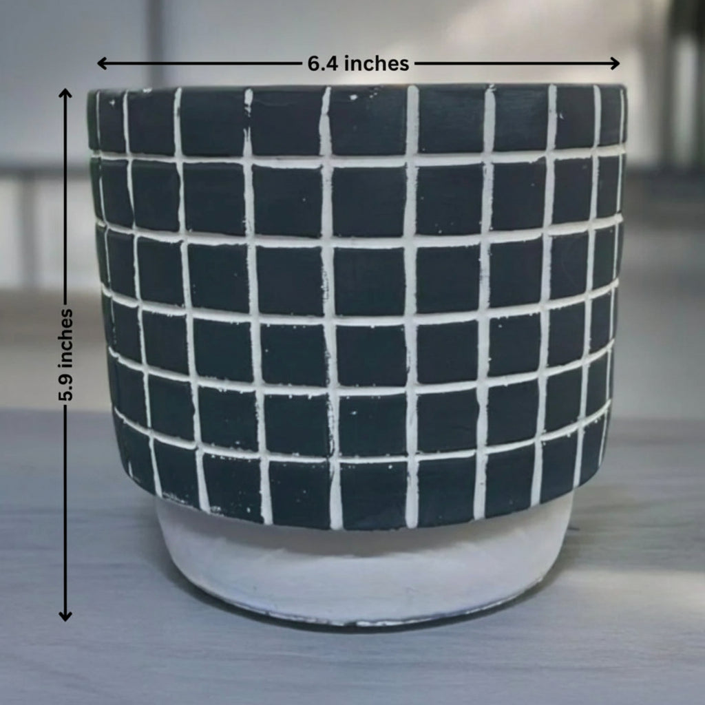 GRID CERAMIC PLANTER