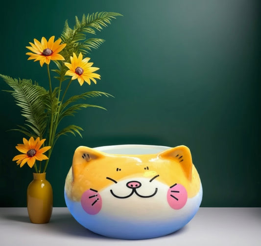 FUNKY CAT SMILE CERAMIC Planter