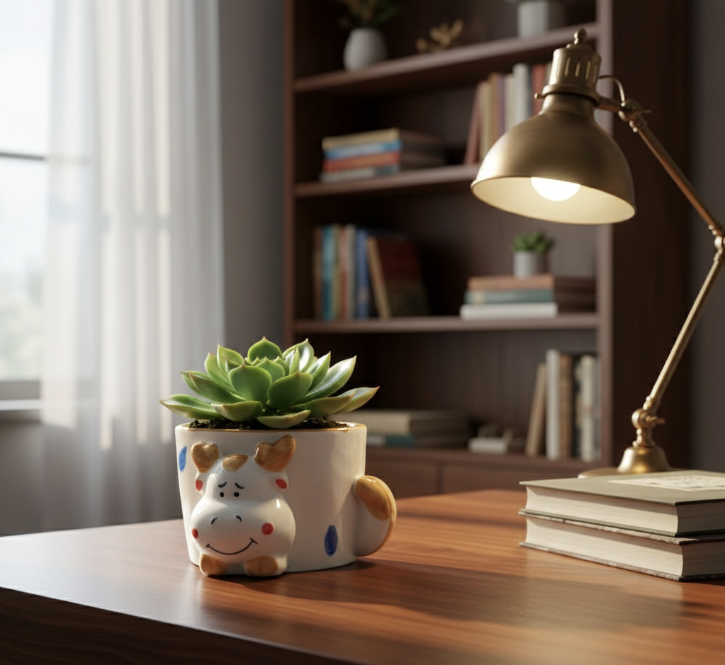 COWZY MUG SHAPE CERAMIC POT.